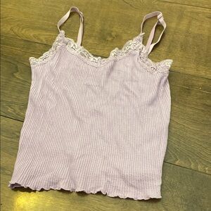 Lavender Lace Trim Ribbed Camisole